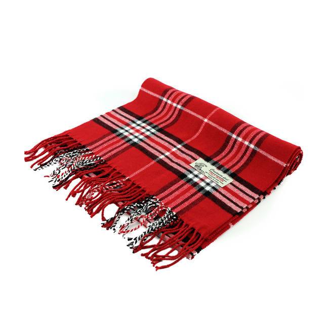 Plaid Cashmere Feel Scarf 12-pack Red CM07-1