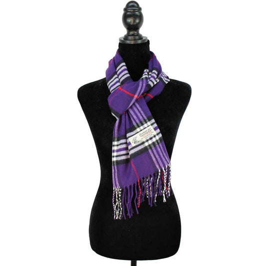 Plaid Cashmere Feel Scarf 12-pack Purple CM07-8
