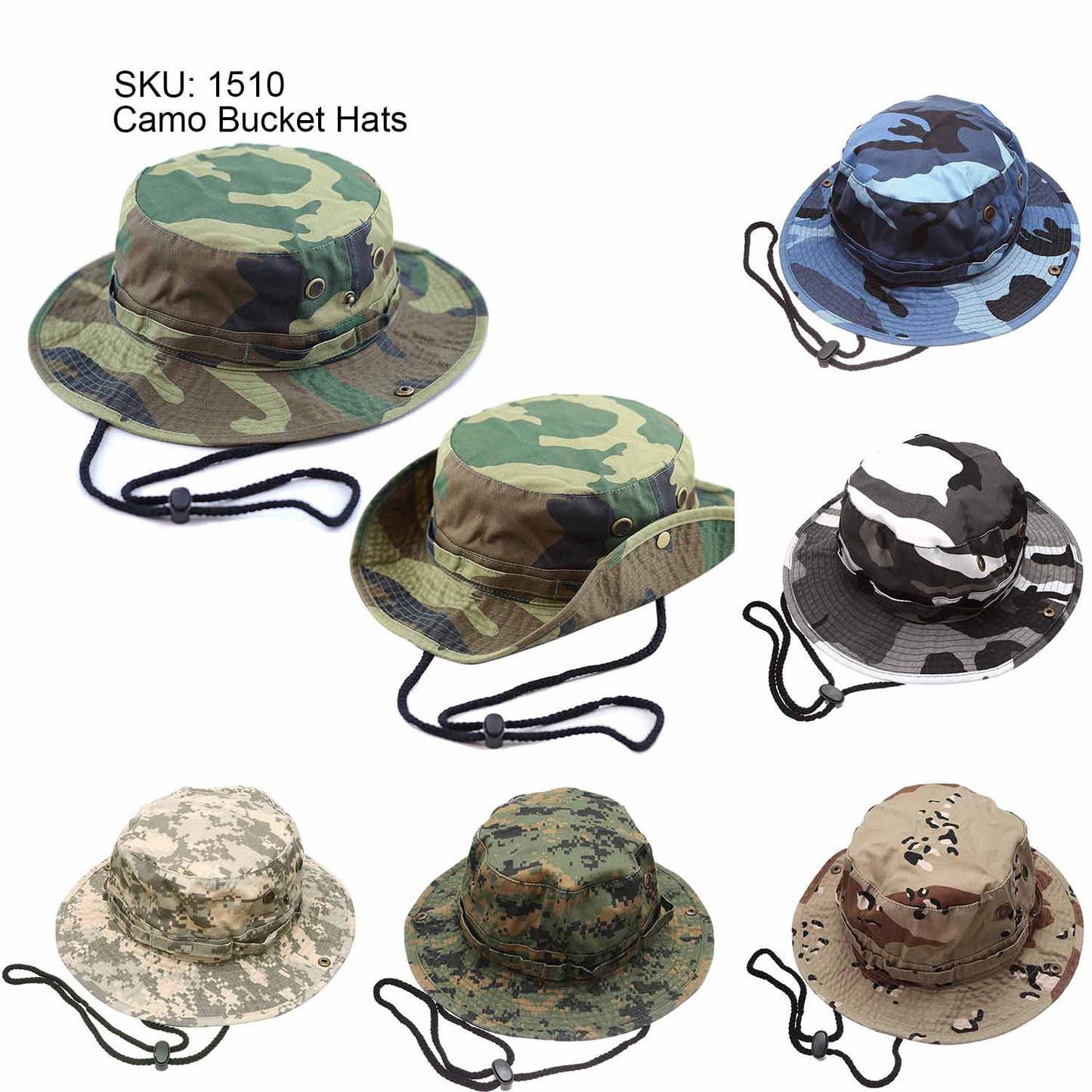 Newhattan Cotton Camo Safari Bucket hats Foldable Unisex