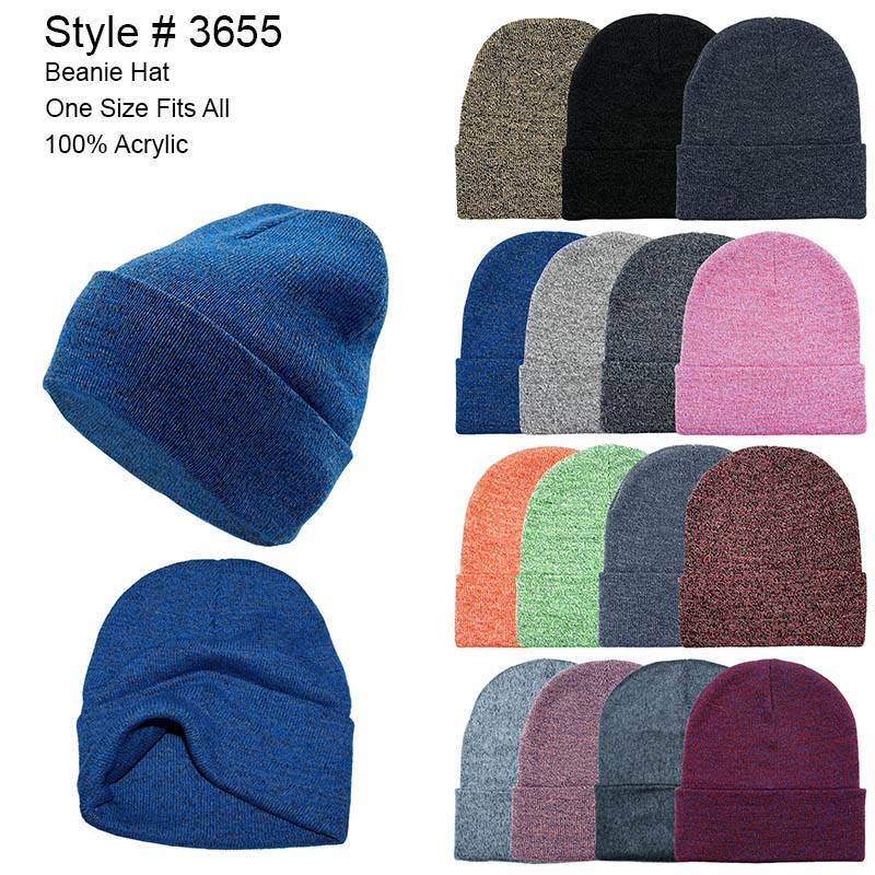 3pack Wholesale Unisex Winter Beanie Hat 3 TONES #3655