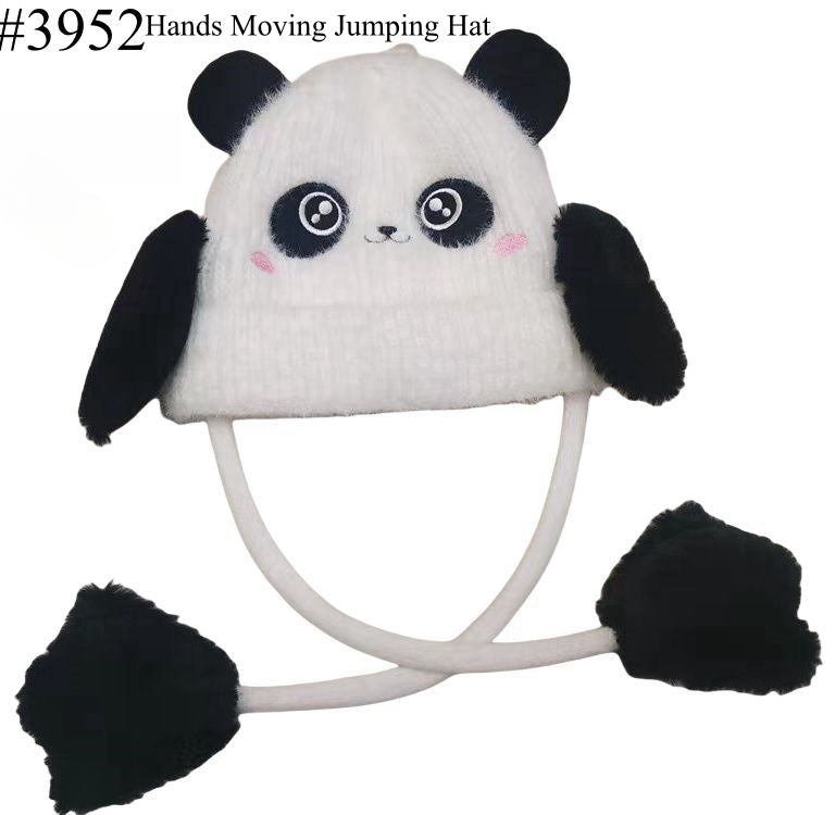 12-pack Wholesale Kid's PandaHat Hand/Ear Moving Jumping Hats #3952