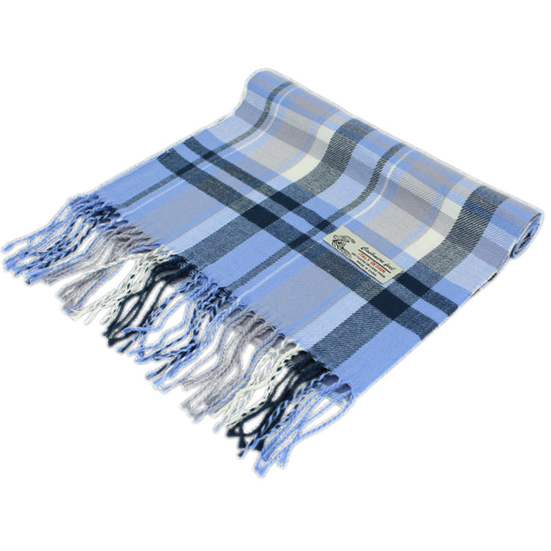 Plaid Cashmere Feel Scarf 12-pack Light Blue CM48