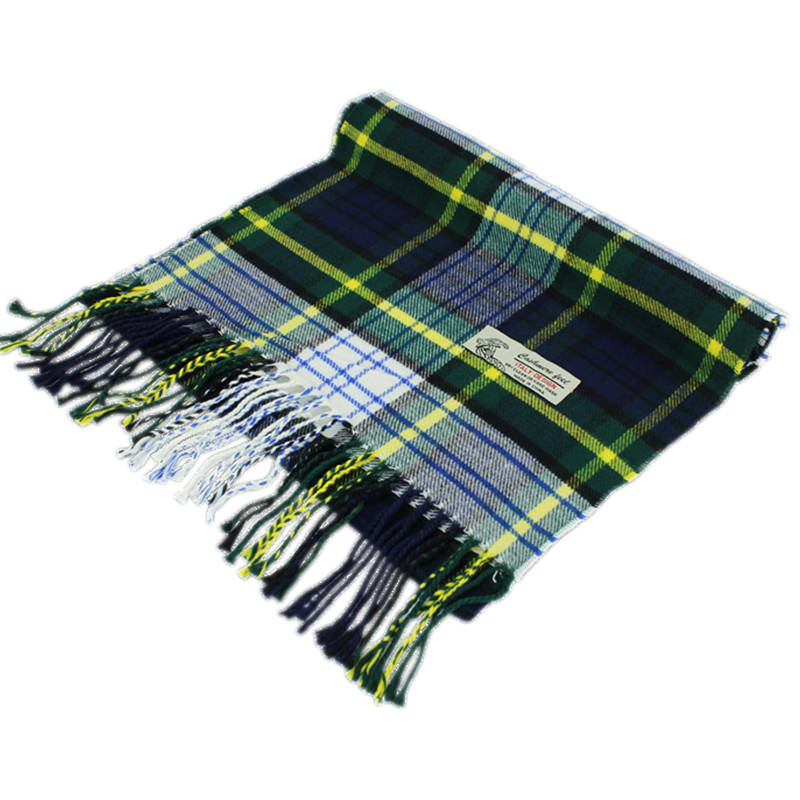 Plaid Cashmere Feel Scarf 12-pack Navy/grn/wht CM50