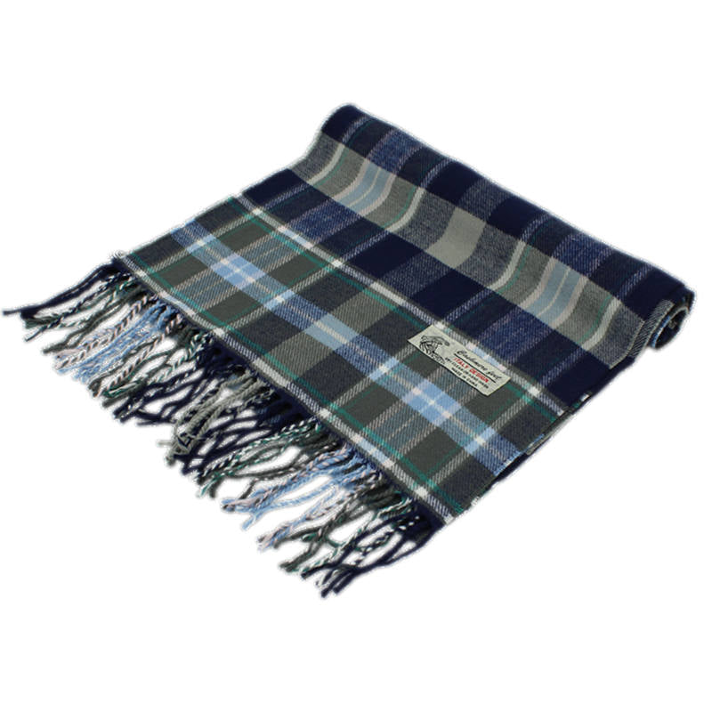Plaid Cashmere Feel Scarf 12-pack Navy/olive/blue CM58