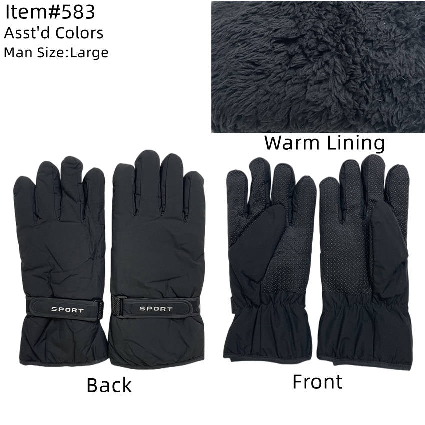 12-pack Wholesale Men's Winter Sport Gloves Ski Gloves #583