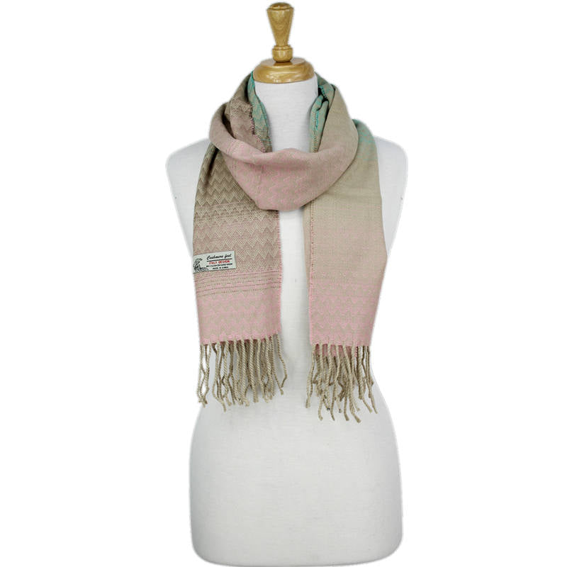Shevron Cashmere Feel Scarf 12-pack Multi Pink/beige/mint CM65-2
