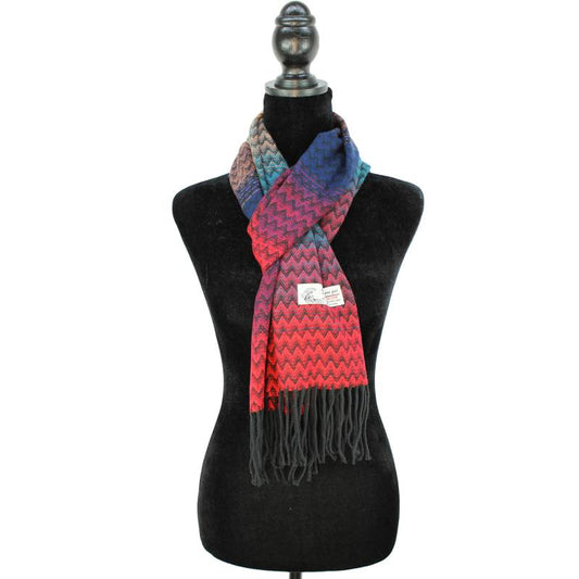 Shevron Cashmere Feel Scarf 12-pack Multi Red/blue/orange CM65-3