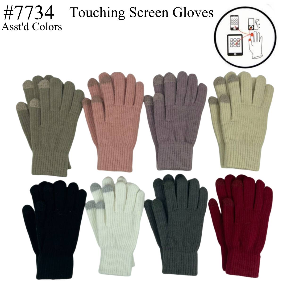 12-pack Wholesale Women's Winter Gloves Touch Screen Gloves #7734