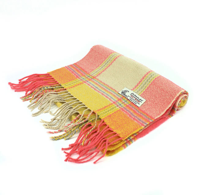 Plaid Cashmere Feel Scarf 12-pack Multi Coral/yellow/orange CM29-3