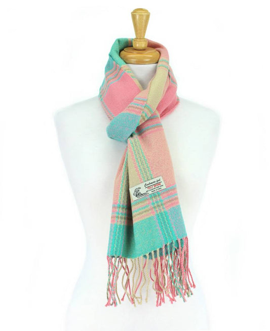 Plaid Cashmere Feel Scarf 12-pack Multi Pink/mint/beige CM29-6