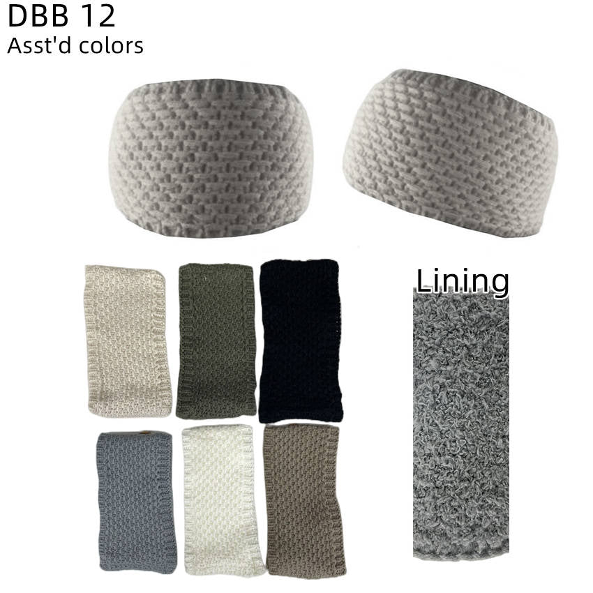 12-pack Women's Cable Knitted Fuzzy Lined Warm Headbands DBB12