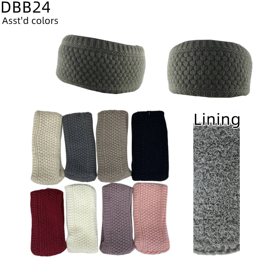 12-pack Women's Cable Knitted Fuzzy Lined Warm Headbands DBB24