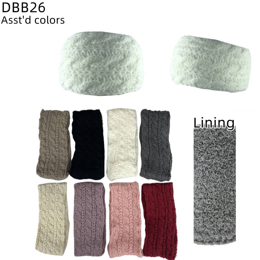12-pack Women's Cable Knitted Fuzzy Lined Warm Headbands DBB26