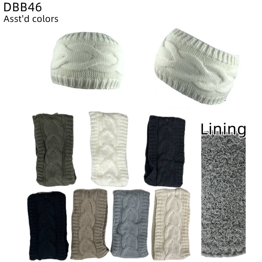 12-pack Women's Cable Knitted Fuzzy Lined Warm Headbands DBB46