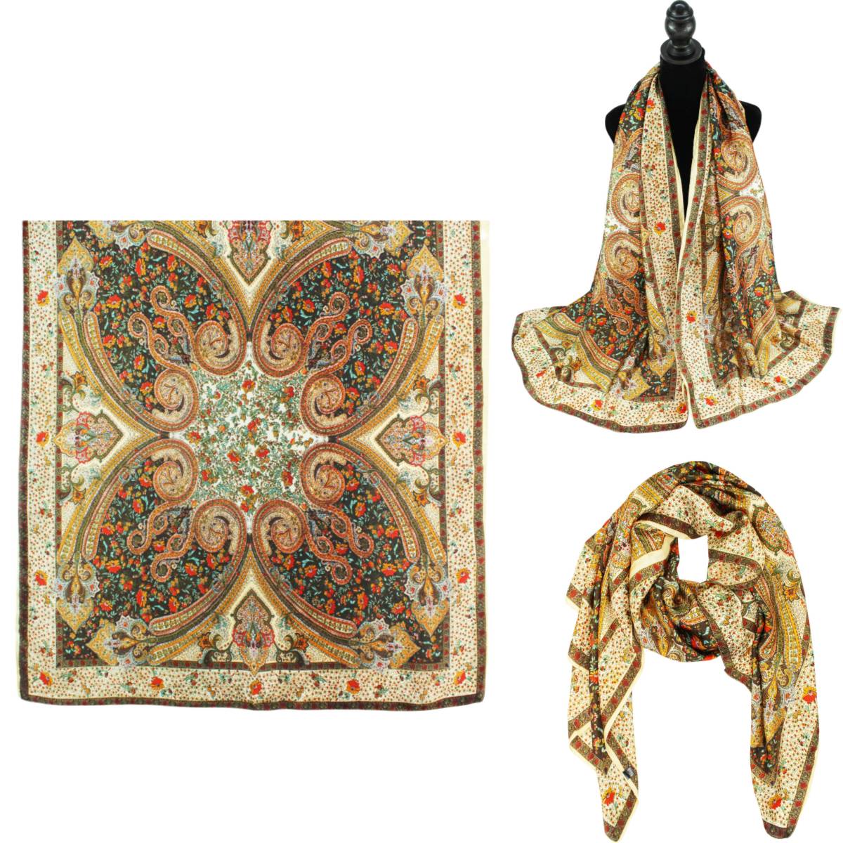 Women 35"X78" Oblong Silky Satin Scarf Shawl F11-26