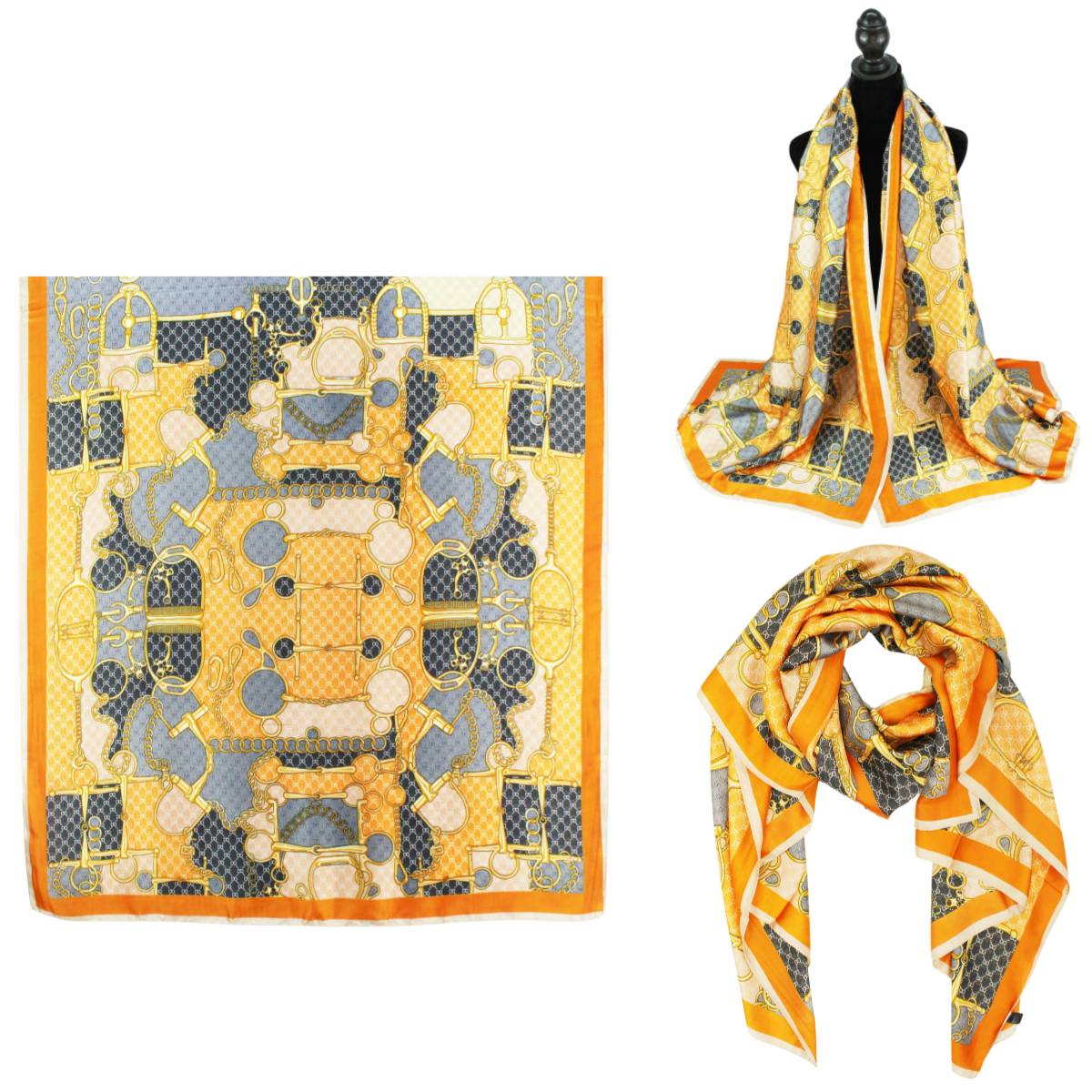 Women 35"X78" Oblong Silky Satin Scarf Shawl F11-28