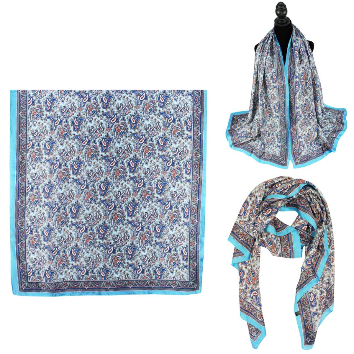Women 35"X78" Oblong Silky Satin Scarf Shawl F11-41
