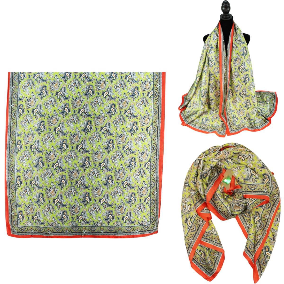 Women 35"X78" Oblong Silky Satin Scarf Shawl F11-44