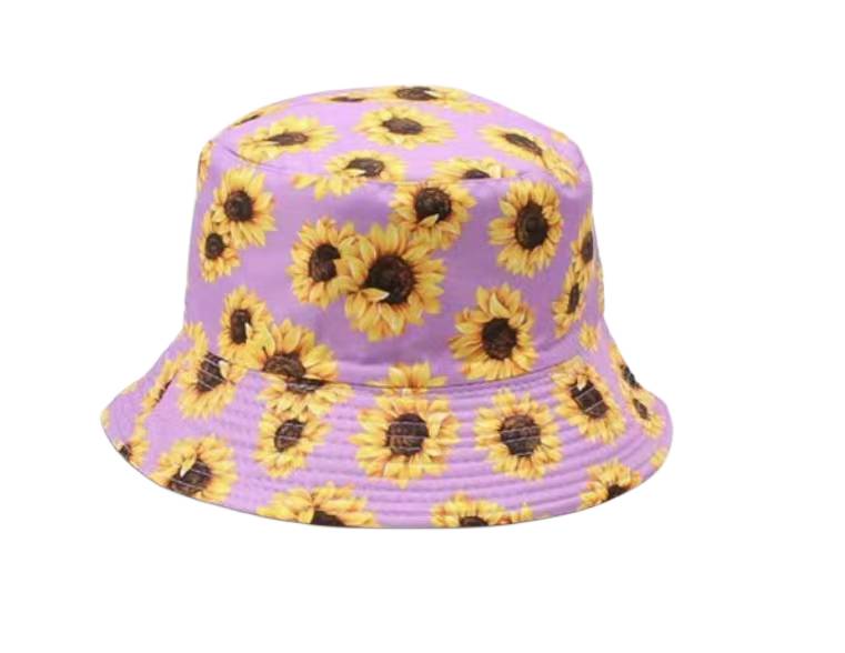 Reversible Sunflower Printed Bucket Hat- Pink