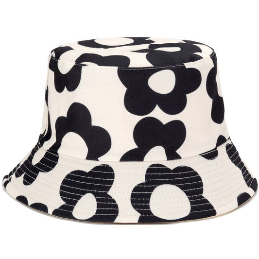Reversible Printed Bucket hat Flowers JH899 White/BEIGE