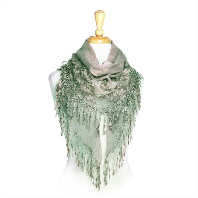 Fashion Lace Tassel Sheer Triangle Lightweight Scarf