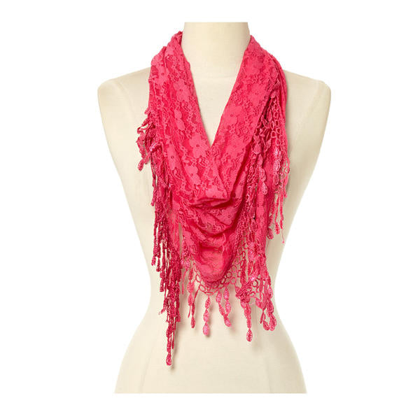 Fashion Lace Tassel Sheer Triangle Lightweight Scarf