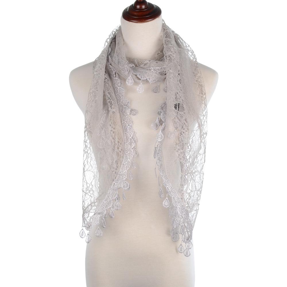 Fashion Lace Tassel Sheer Oblong Lightweight Scarf