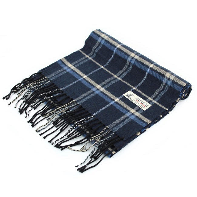 Plaid Cashmere Feel Scarf 12-pack Blue CM17-1
