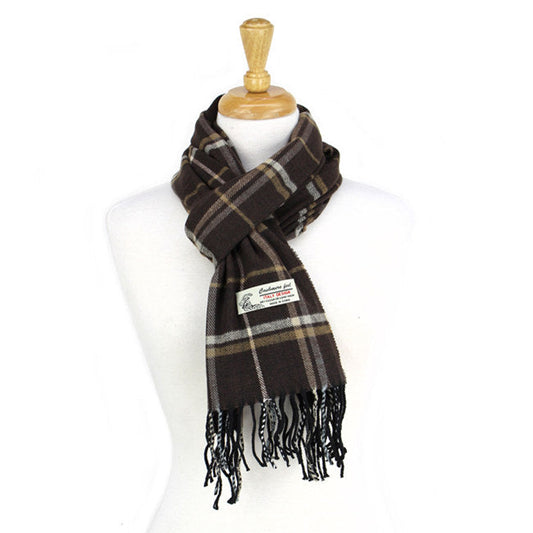 Plaid Cashmere Feel Scarf 12-pack Borwn CM17-4