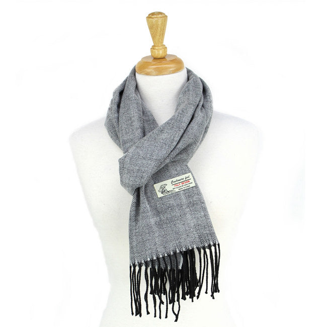 Herringbone Cashmere Feel Scarf 12-pack Light Grey CM04-6
