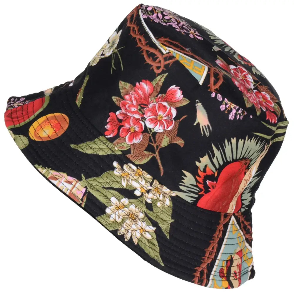 Reversible Printed Bucket hat JH880 BLACK