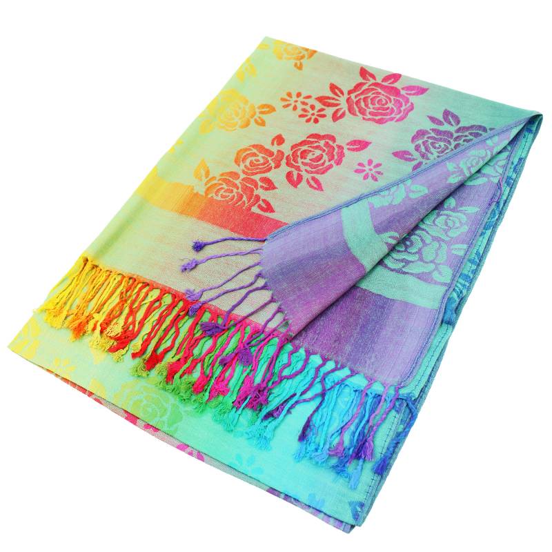 Luxury Multi Colored Rose Pashmina Shawl Wrap 066