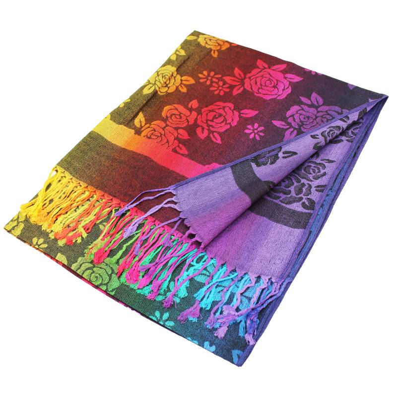 Luxury Multi Colored Rose Pashmina Shawl Wrap 066