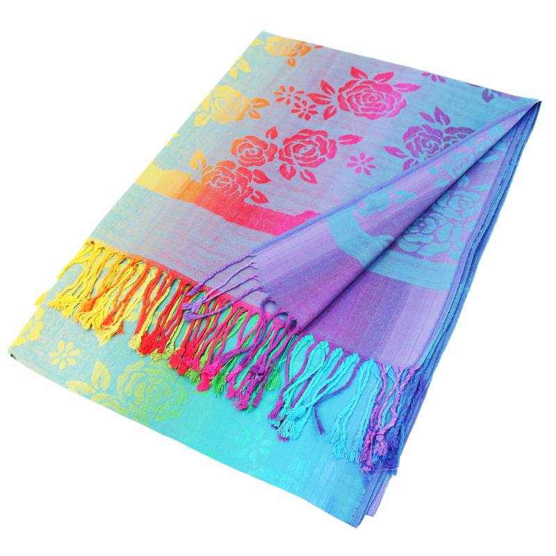 Luxury Multi Colored Rose Pashmina Shawl Wrap 066