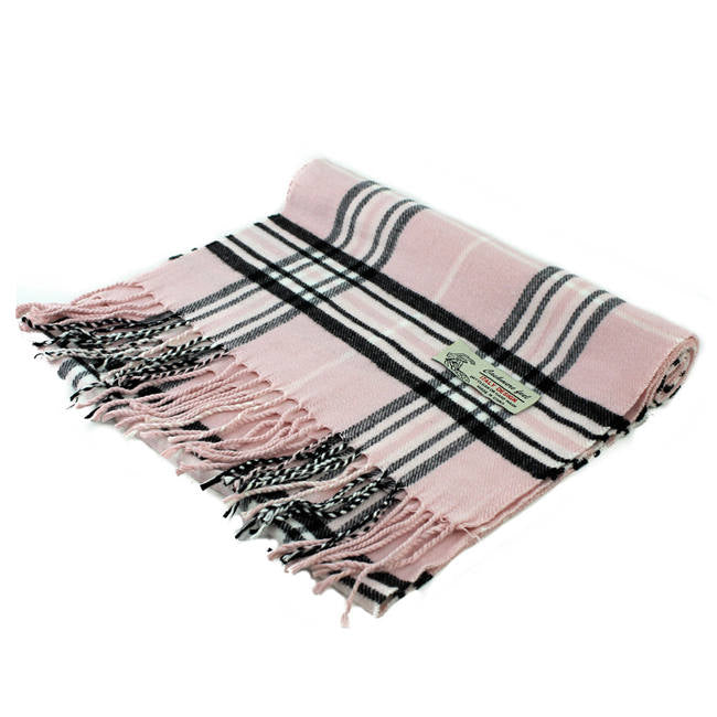 Plaid Cashmere Feel Scarf 12-pack Pink CM07-13