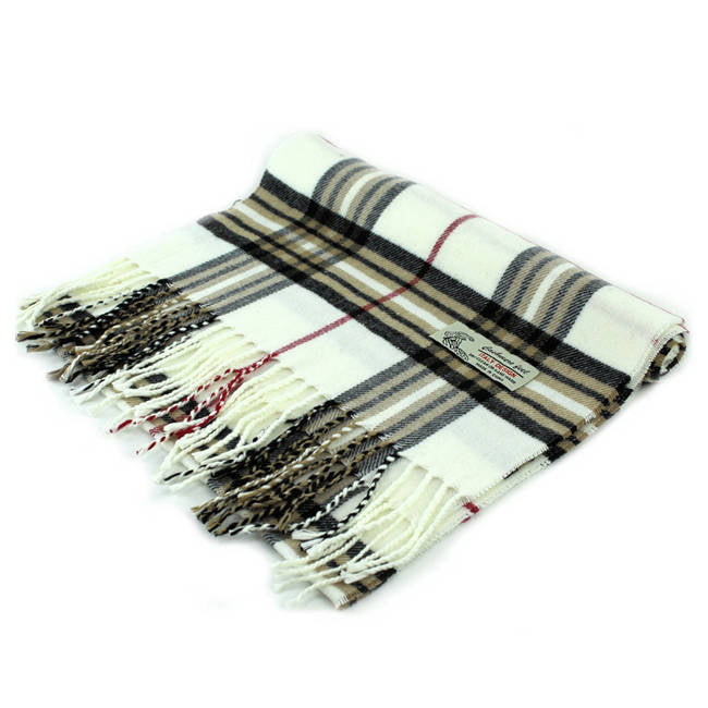 Plaid Cashmere Feel Scarf 12-pack Off White CM07-6