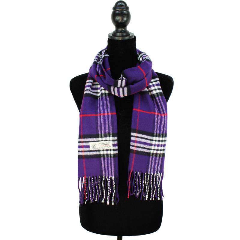 Plaid Cashmere Feel Scarf 12-pack Purple CM07-8