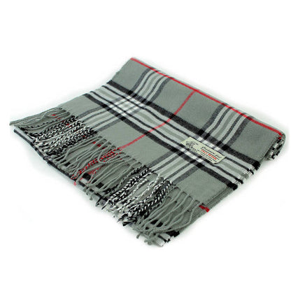 Plaid Cashmere Feel Scarf 12-pack Grey CM07-9