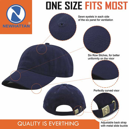 Newhattan 100% Cotton Solid Color SOFT Baseball Caps Dad Hat