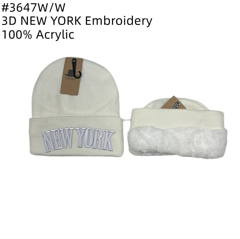 12-pack Wholesale Beanie Hat 3D NewYork Embroidery #3647