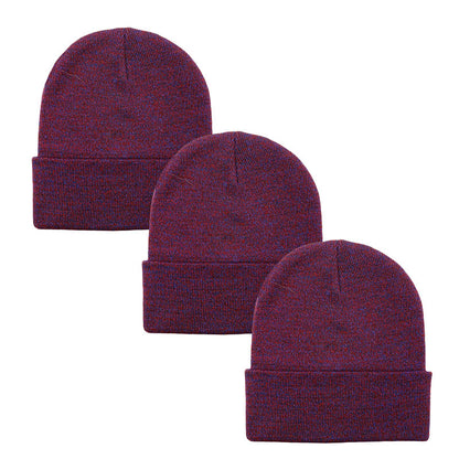 3pack Wholesale Unisex Winter Beanie Hat 3 TONES #3655
