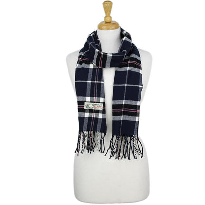 Plaid Cashmere Feel Scarf 12-pack Navy CM38-2