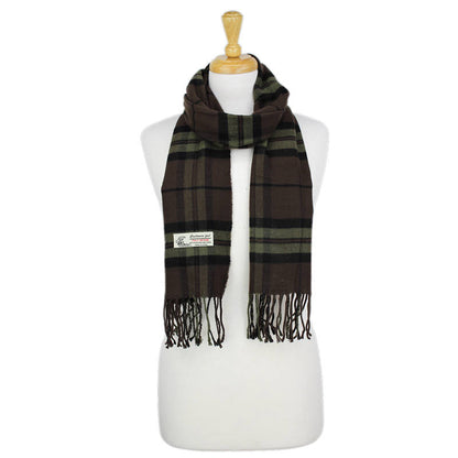 Plaid Cashmere Feel Scarf 12-pack Brown CM38-3