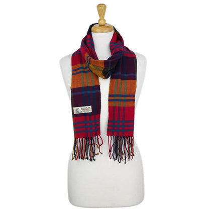 Plaid Cashmere Feel Scarf 12-pack Multi Navy/orange/coral CM39-1