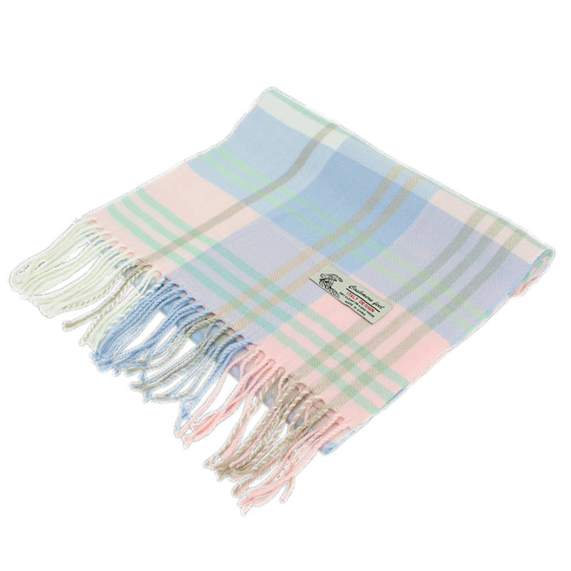 Plaid Cashmere Feel Scarf 12-pack Multi Pink/blue CM39-2