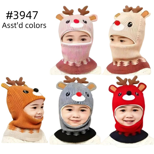 12-pack Wholesale Kid's Hat Rein Deer Mask Hats #3947