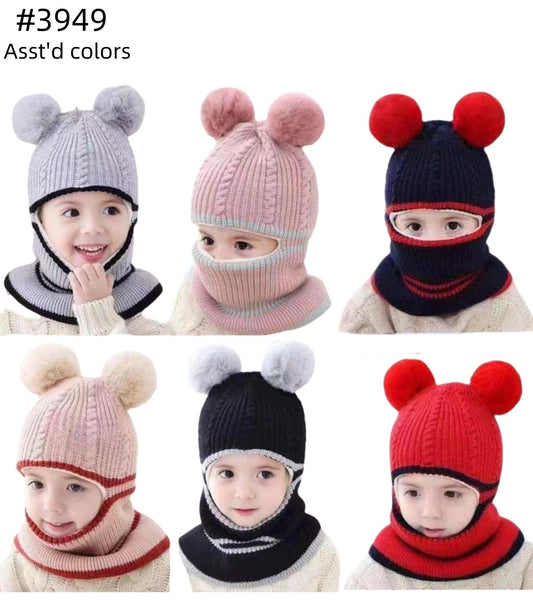 12-pack Wholesale Kid's Hat Pompom Hats #3949