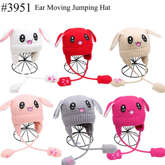 12-pack Wholesale Kid's Bunny Hat Hand/Ear Moving Jumping Hats #3951