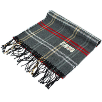 Plaid Cashmere Feel Scarf 12-pack Grey CM45