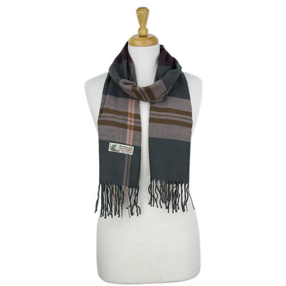 Plaid Cashmere Feel Scarf 12-pack Grey/pink CM46-2